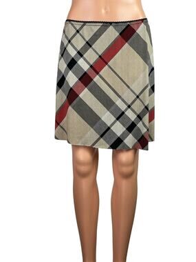 Wrapper Womens Multicolor Plaid Checkered Raw Hem Mini Straight Pencil Skirt L